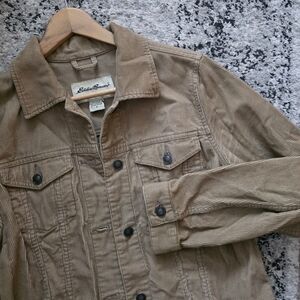 Eddie Bauer Corduroy Lightweight Jacket Womens S Tan Cream Western Granola